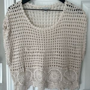 American Eagle Cream Crochet Top